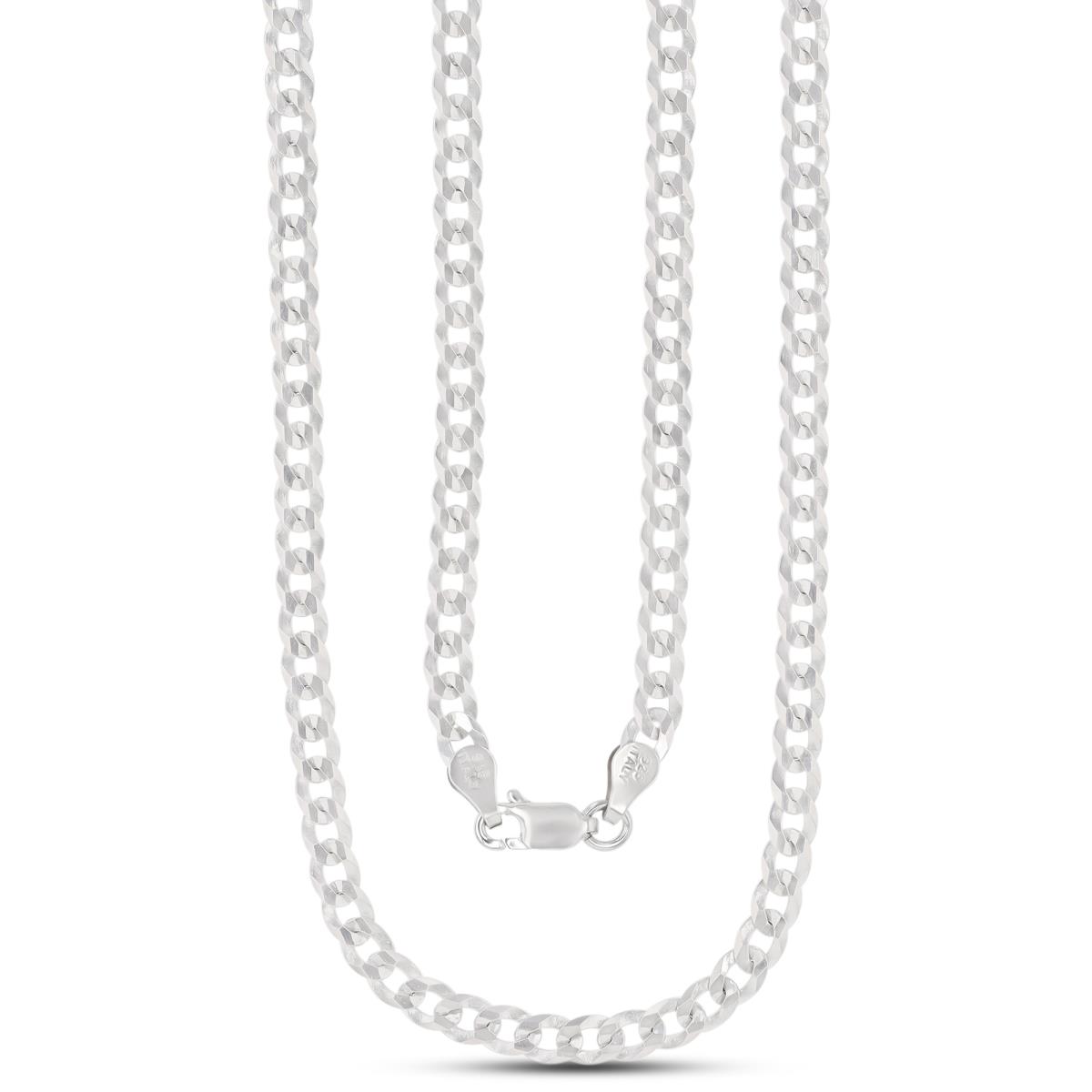 Sterling Silver Rhodium DC 4mm 100 Curb Pave 20"Chain