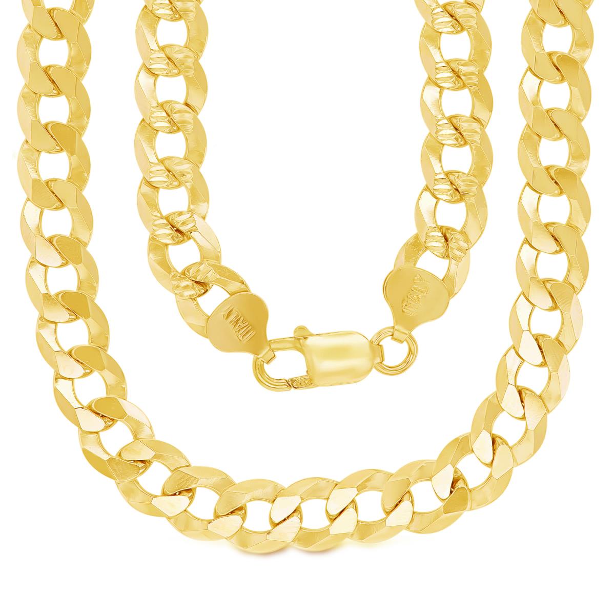 Sterling Silver Yellow DC 8.6mm 250 Curb Pave 26"Chain