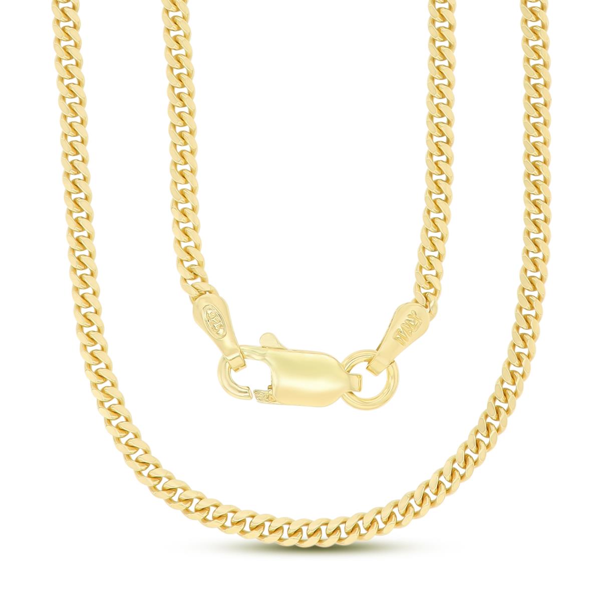 Sterling Silver Yellow 2.00mm 060 Miami Cuban 18" Chain