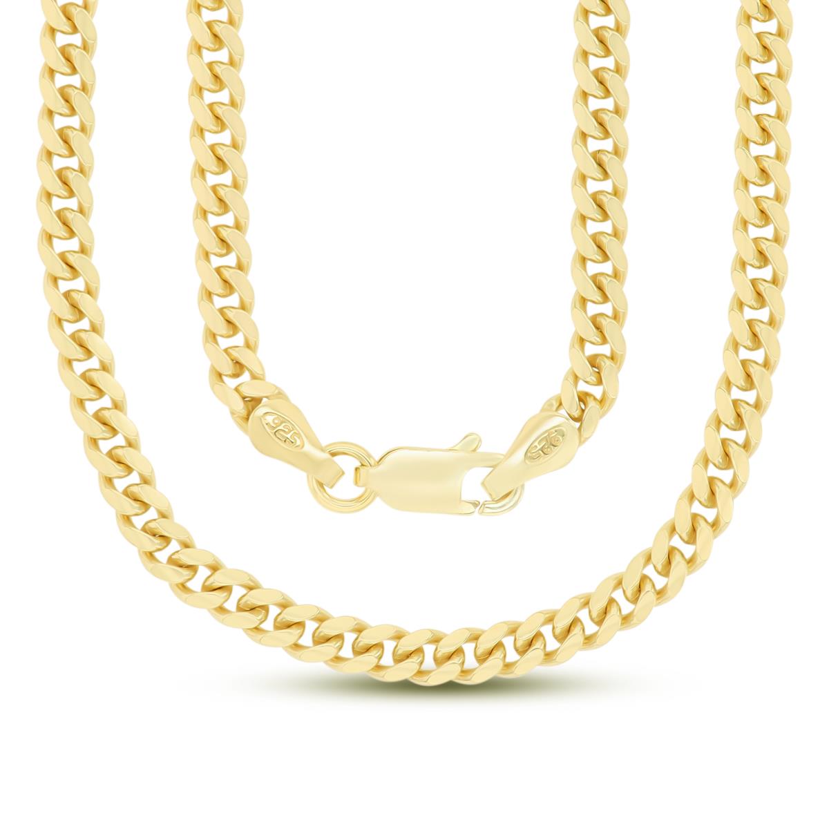 Sterling Silver Yellow 4.00mm 120 Miami Cuban 22" Chain
