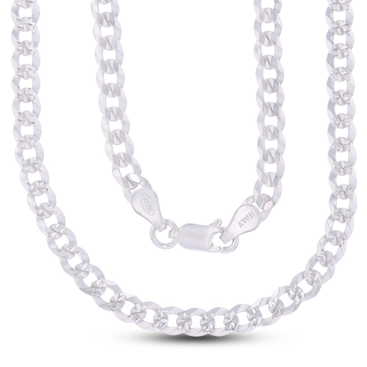 Sterling Silver Anti-Tarnish DC 4mm 100 Curb Pave 20"Chain 