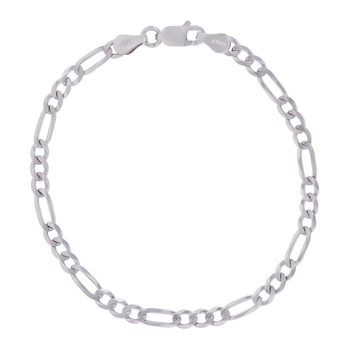 Sterling Silver Anti-Tarnish 3.5mm100 Figaro 7" Chain Bracelet