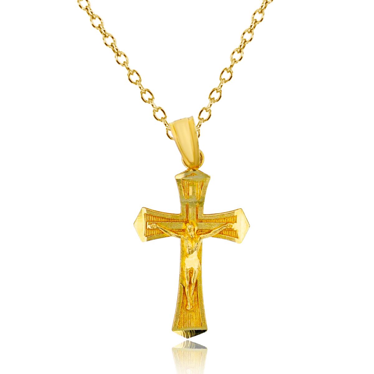 14K Yellow Gold Cross 16"+1"+1"  025 Rolo Cable Necklace