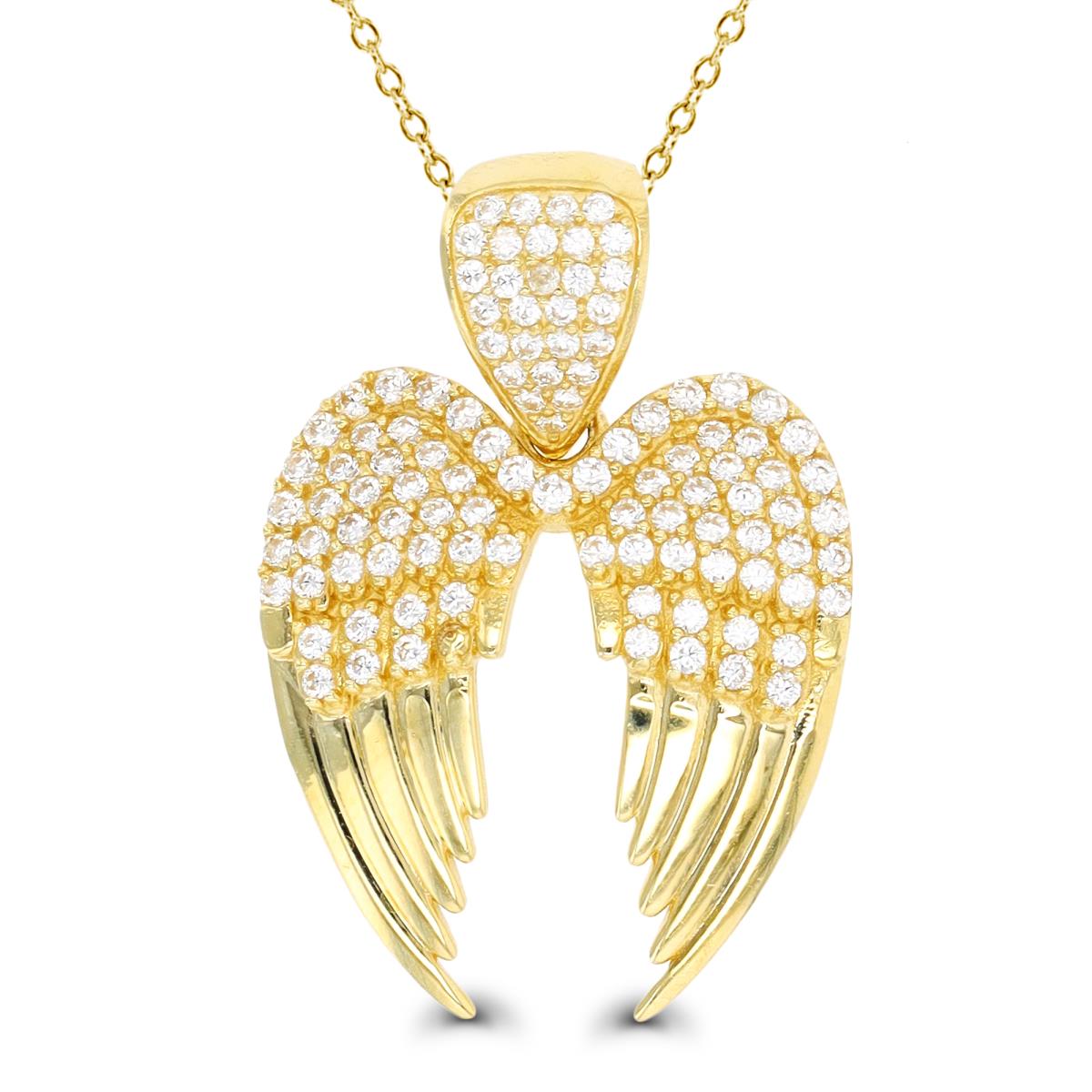 10K Yellow Gold Paved Wings 18" Necklace