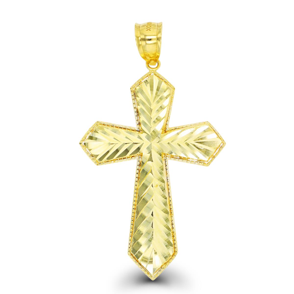 10K Yellow Gold Diamond Cut Cross Pendant