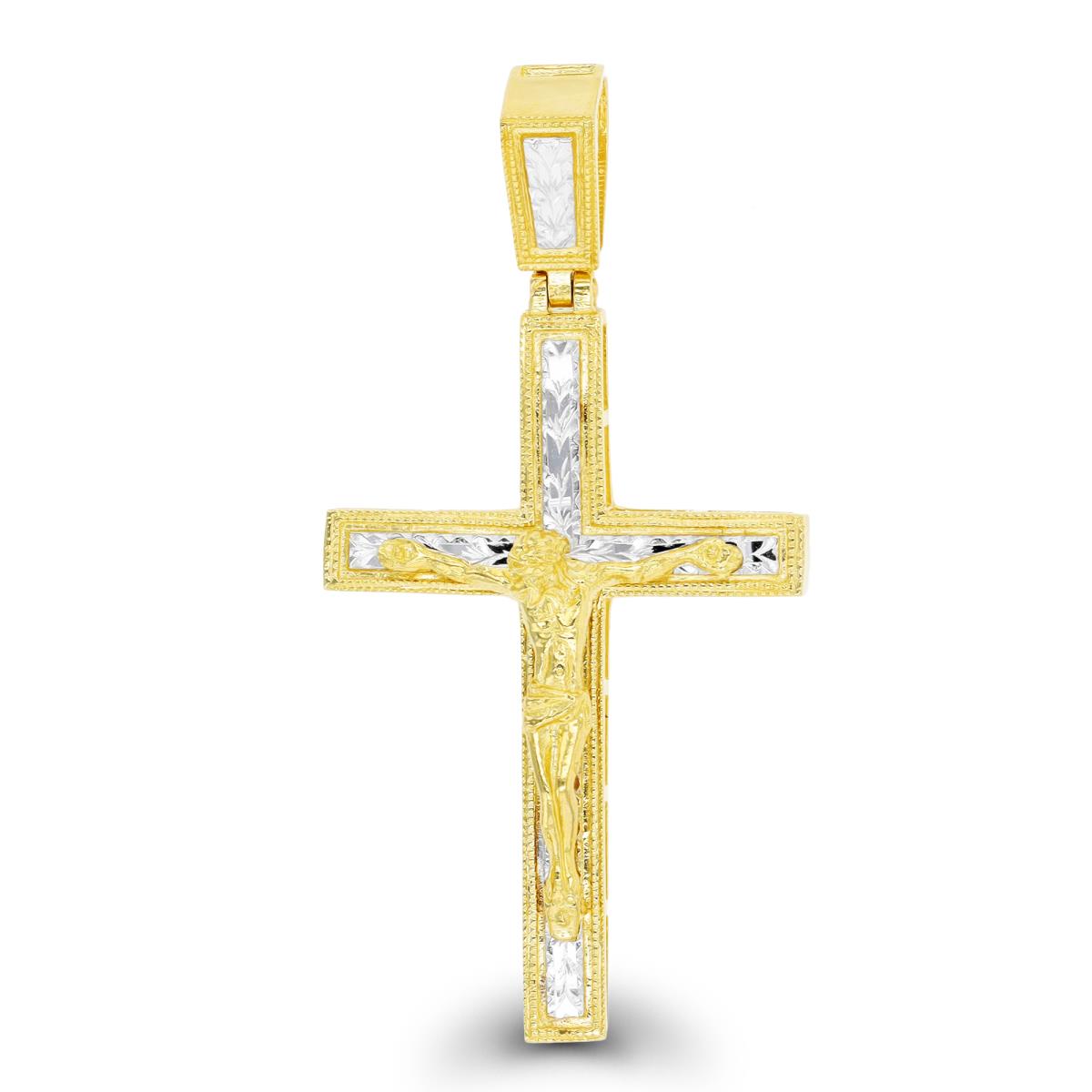 10K Two-Tone Gold DC Crucifix Cross Pendant