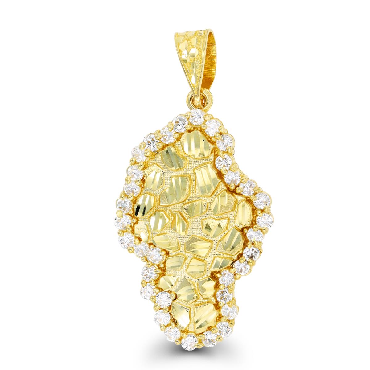 14K Yellow Gold Polished & DC Nugget Pendant