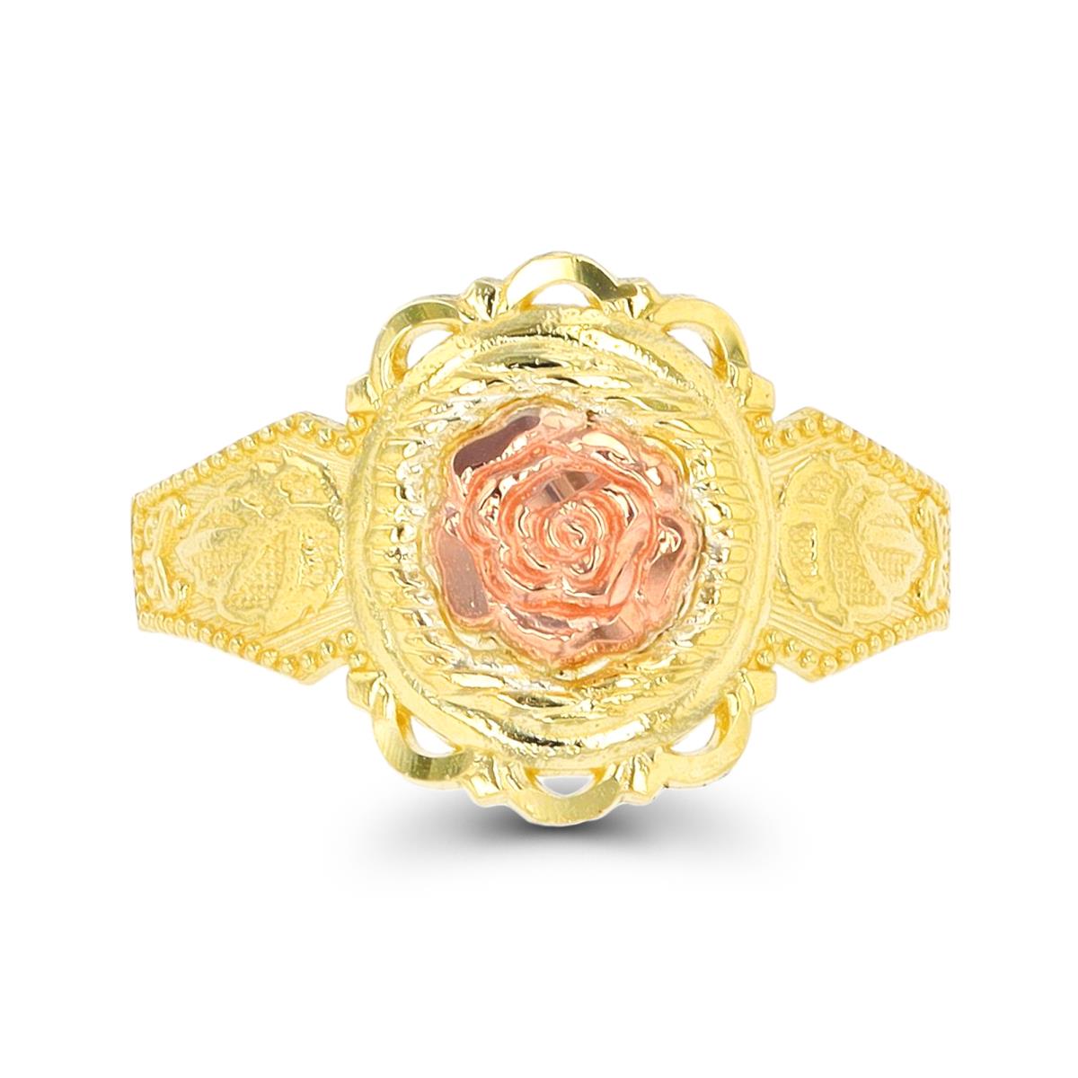 10K Yellow & Rose Gold DC Rose Antique Fashion Ring