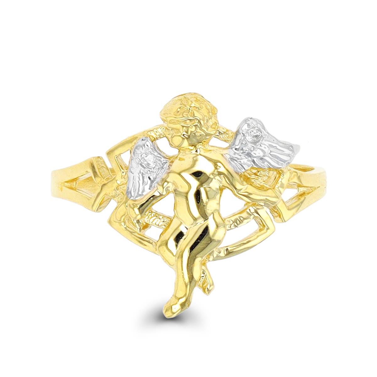10K Two-Tone Gold Angel Ring