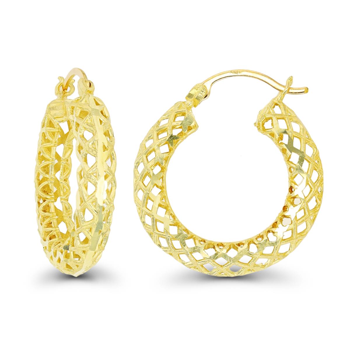 14K Yellow Gold 25x4mm DC Hollow Hoop Earring