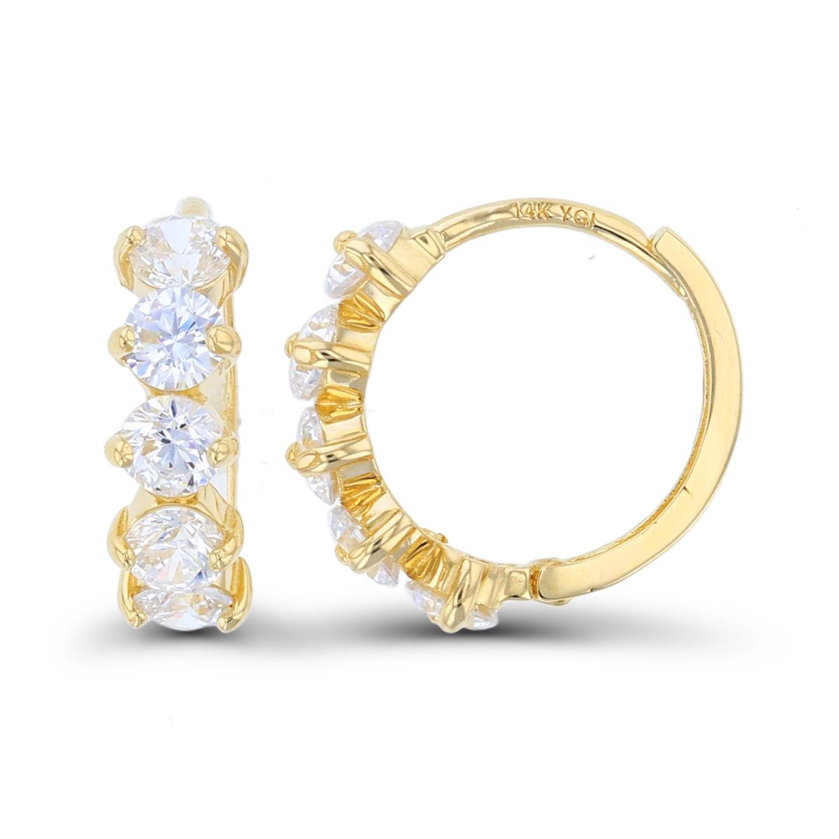 14K Yellow Gold 15x5mm 3.5mm Rd CZ Hoop Earring