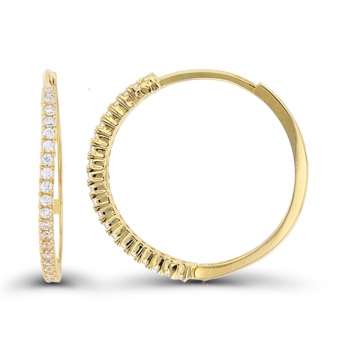 14K Yellow Gold 18x1.5mm CZ Hoop Earring