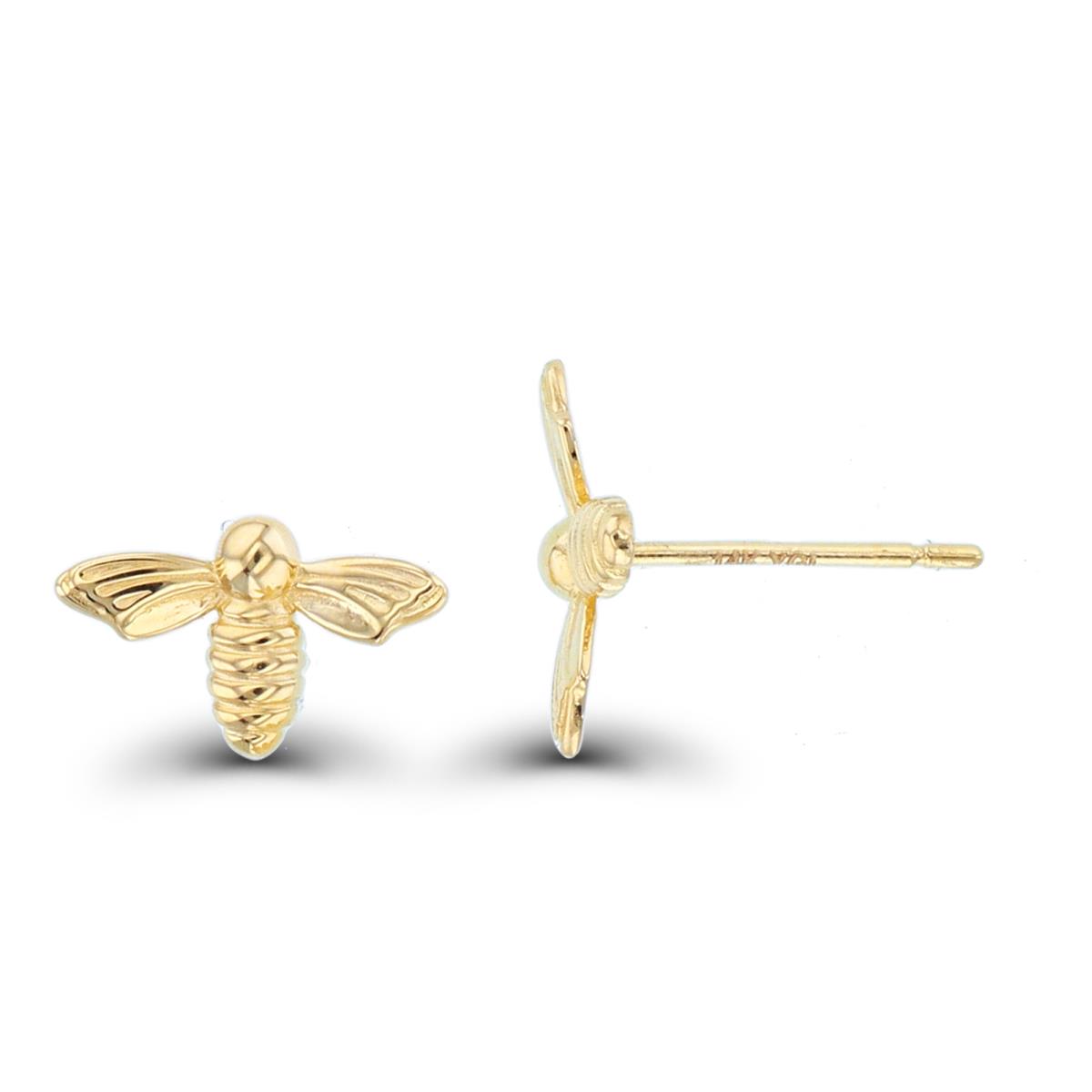 14K Yellow Gold High Polish & Textured Fly Studs with Silicon Backs