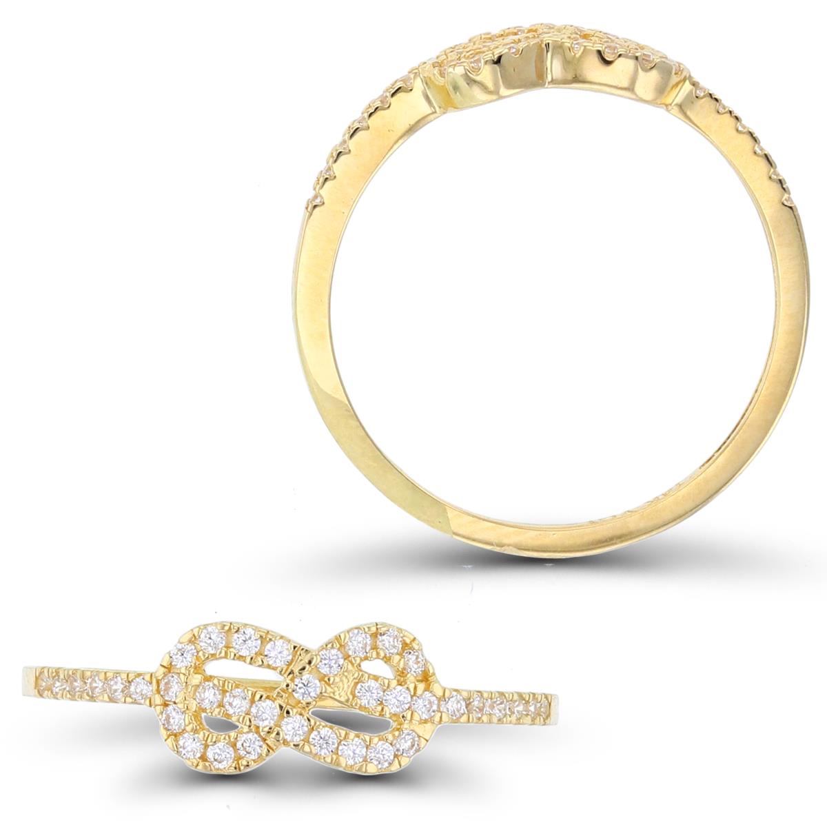 14K Yellow Gold Paved CZ Knot Fashion Ring