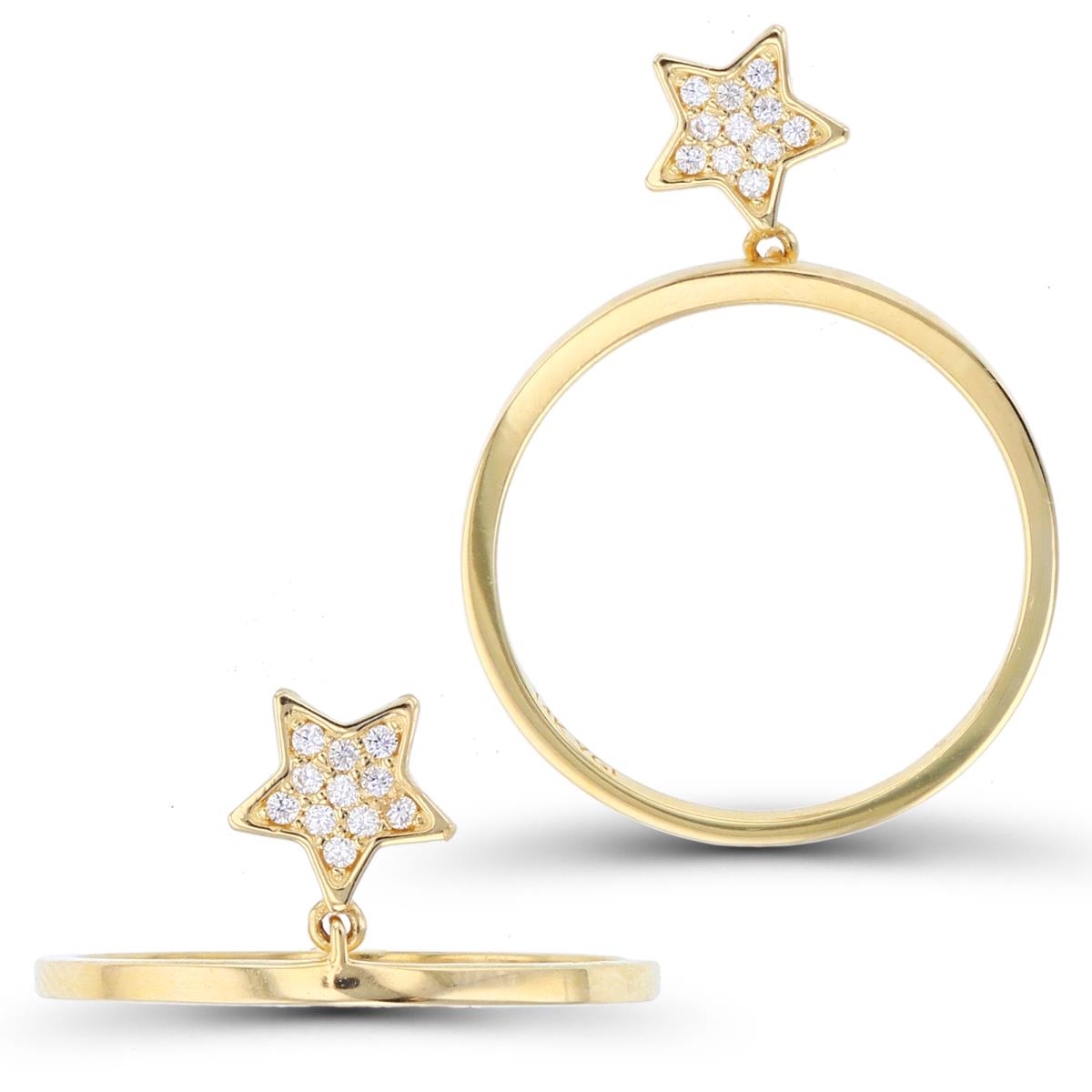 14K Yellow Gold Dangling Star Fashion Ring