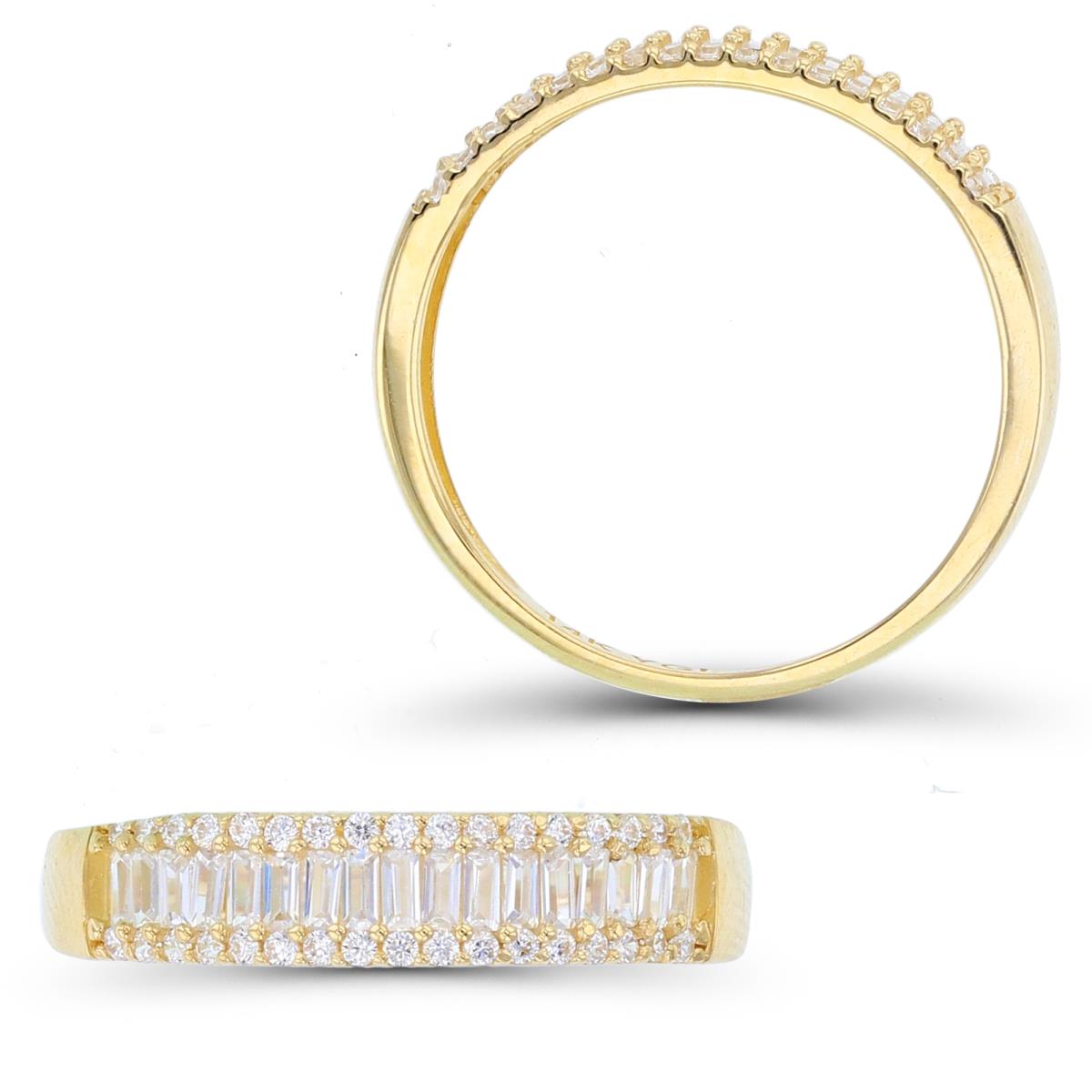 14K Yellow Gold Rd & Baguette CZ Band Ring