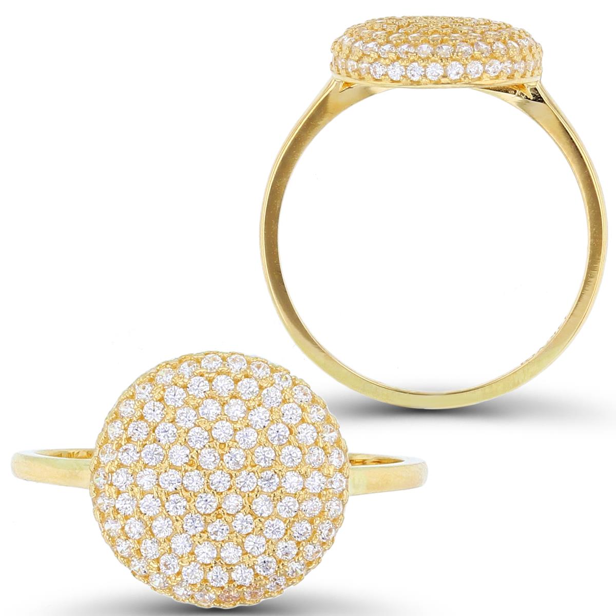 14K Yellow Gold Micropaved Circle Fashion Ring
