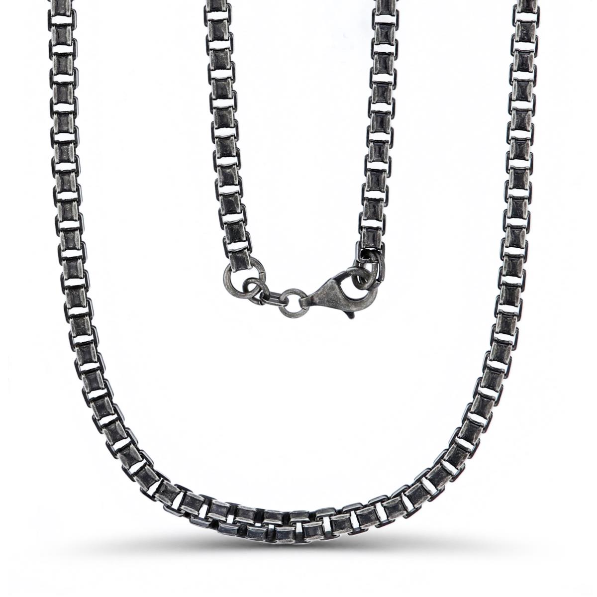 Sterling Silver Gunmetal Plated Vintage 3.8mm 22" 250 Box Chain