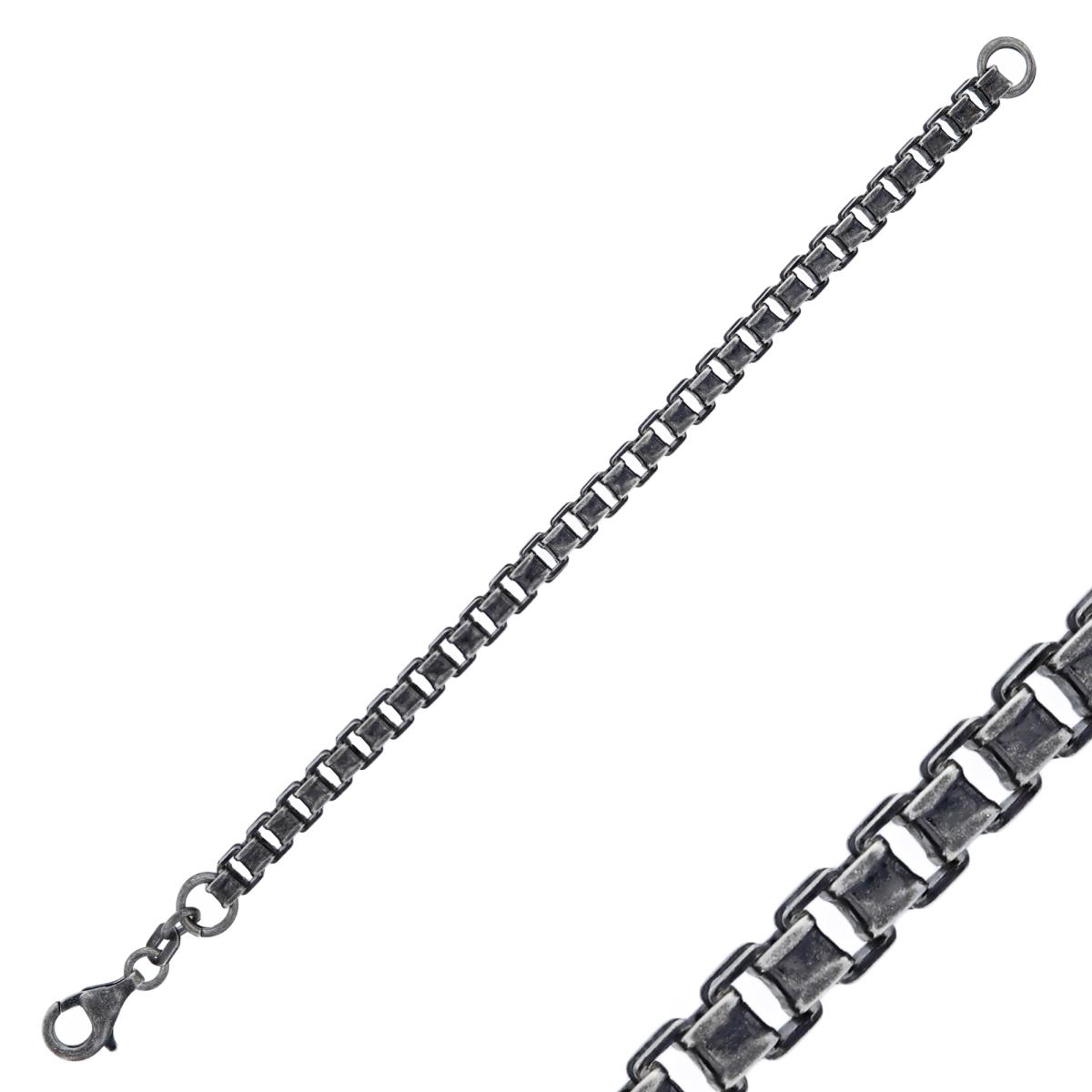 Sterling Silver Gunmetal Plated Vintage 3.8mm 8" 250 Box Chain