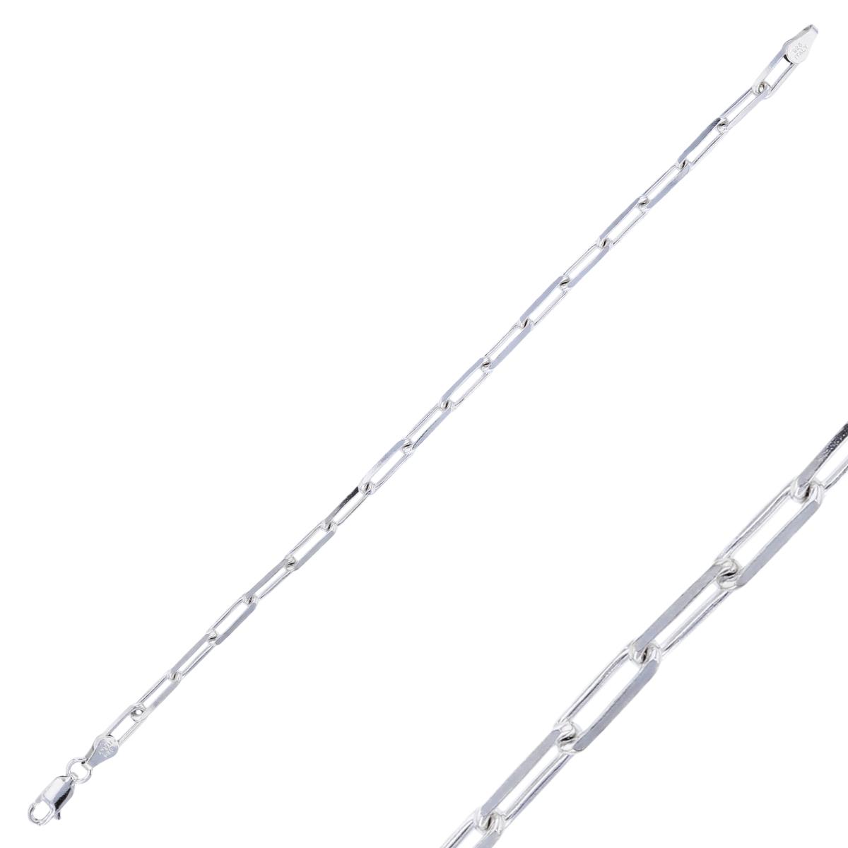 Sterling Silver Rhodium 3.5mm 120 Gauge Ov Link 7" Cable Chain