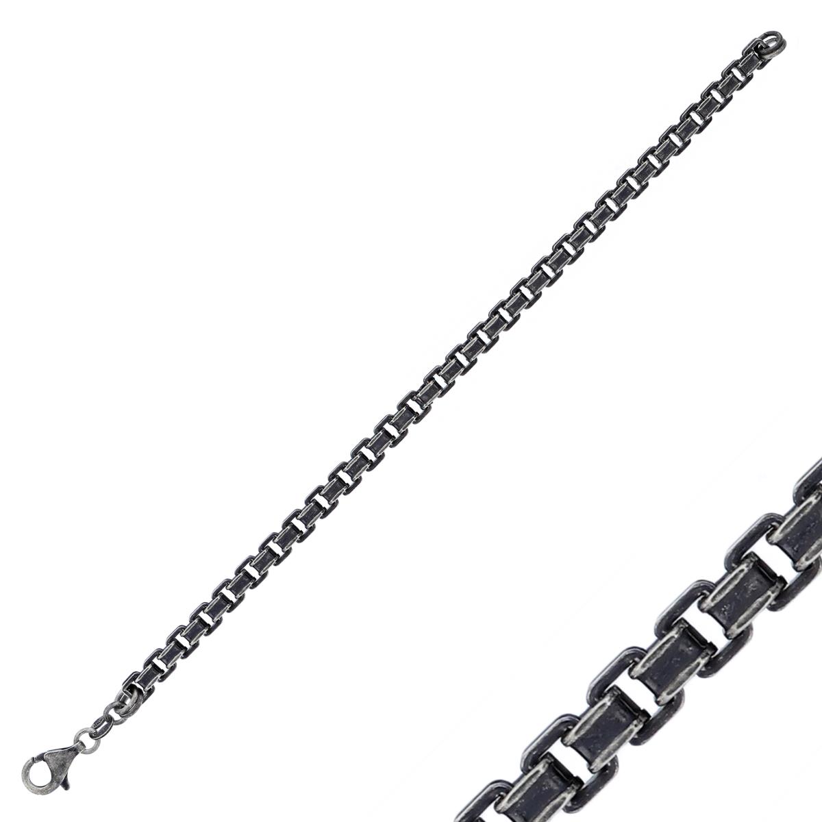 Sterling Silver Gunmetal Plated Vintage 4.6mm 22" 300 Box Chain