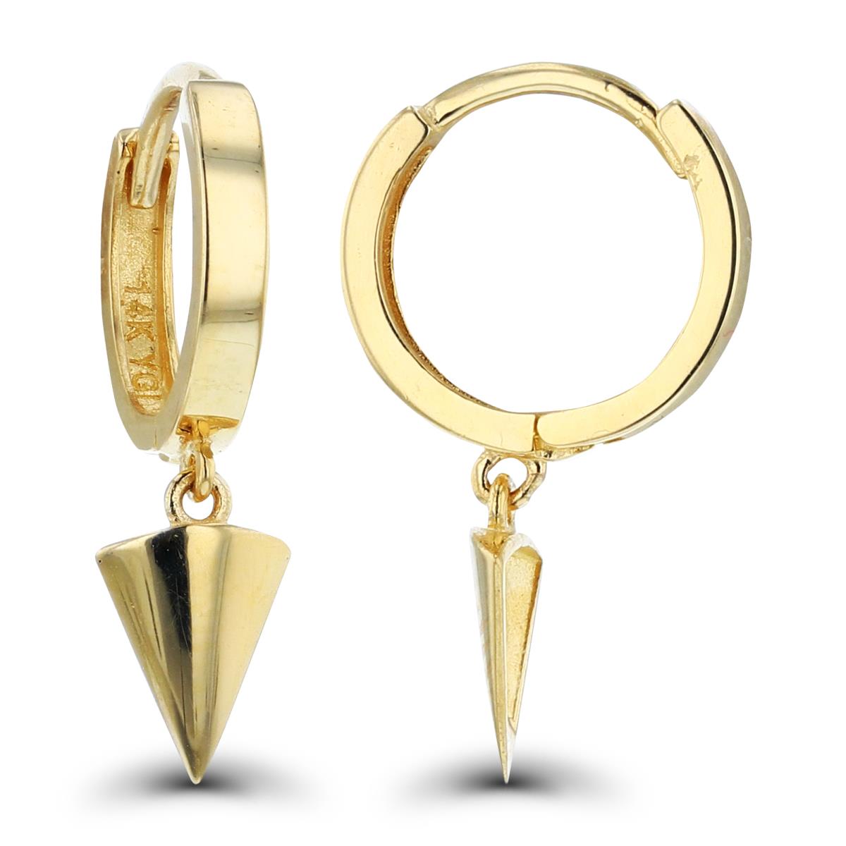 10K Yellow Gold 19x5mm Dangling Triangle Hoop Earring
