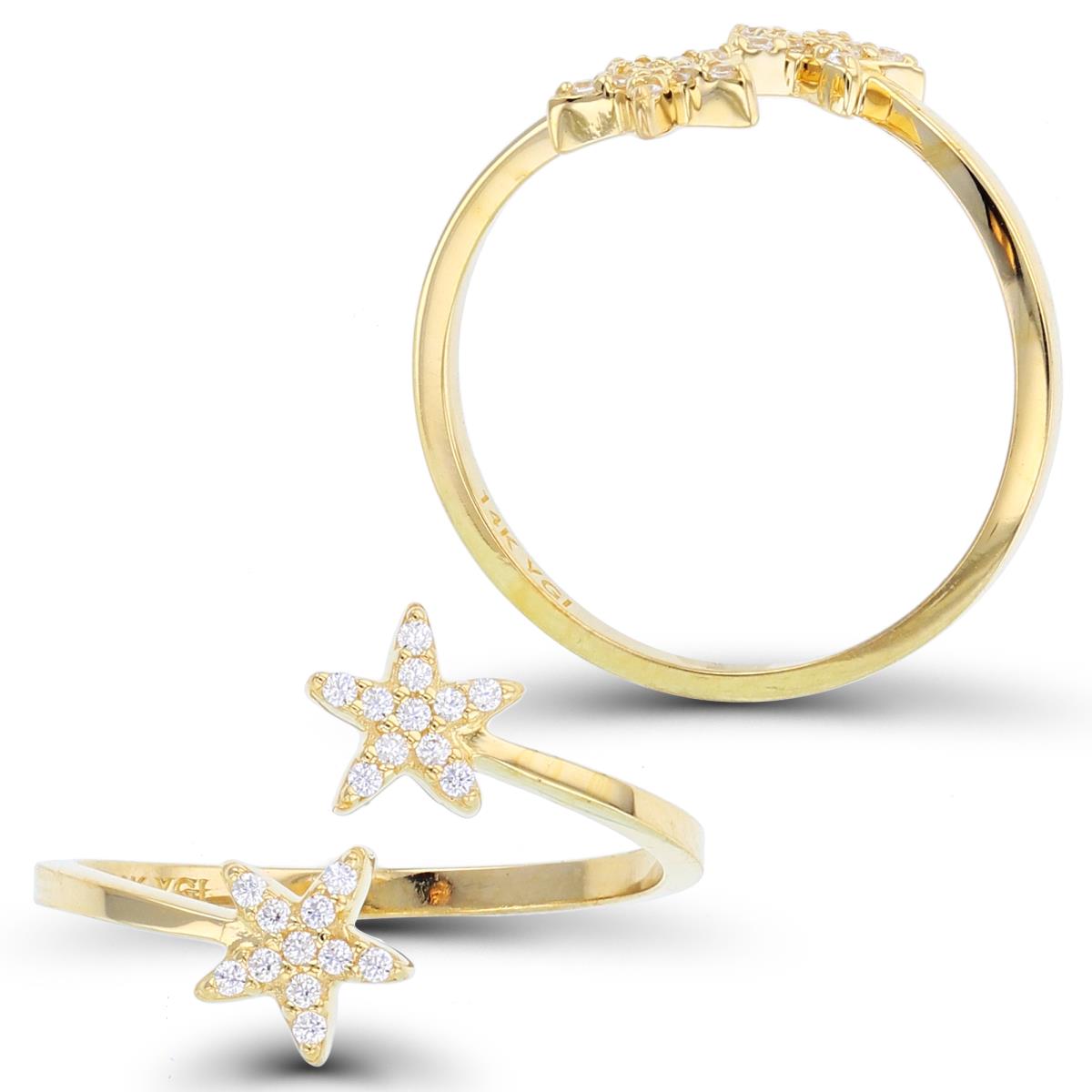 10K Yellow Gold Paved CZ Star Open Shank Fashion Ring