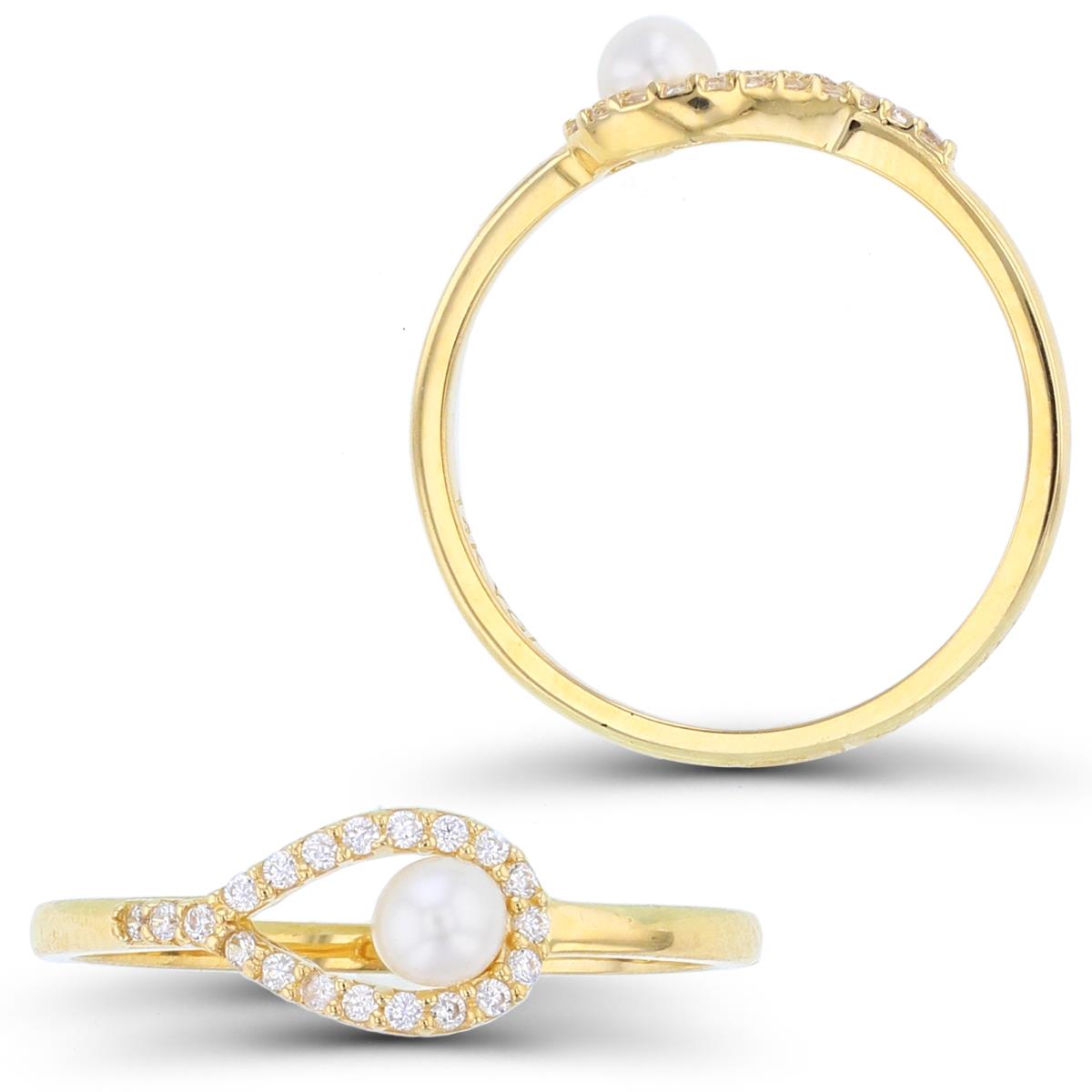 10K Yellow Gold 3mm FWP & CZ Pear Shaped Fashion Ring
