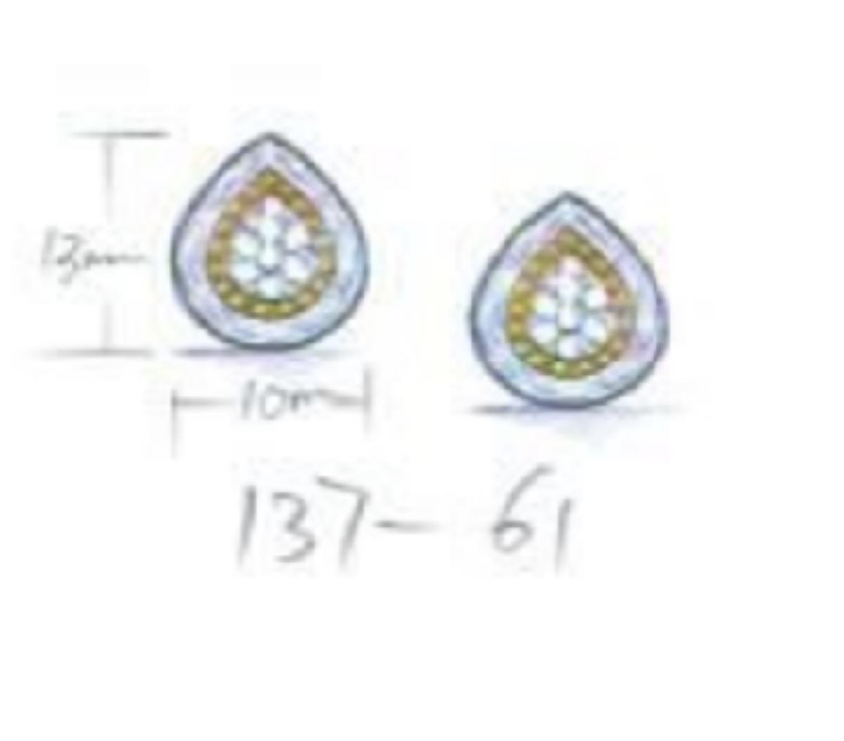 Sterling Silver Rhodium & Yellow CZ Pear Shaped Stud Earring