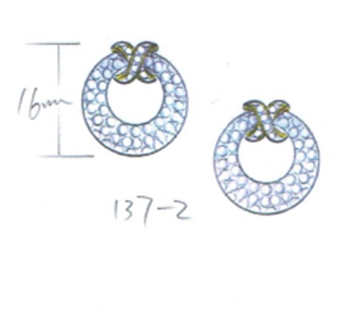 Sterling Silver Rhodium & Yellow Paved Open Circle Knot Earring