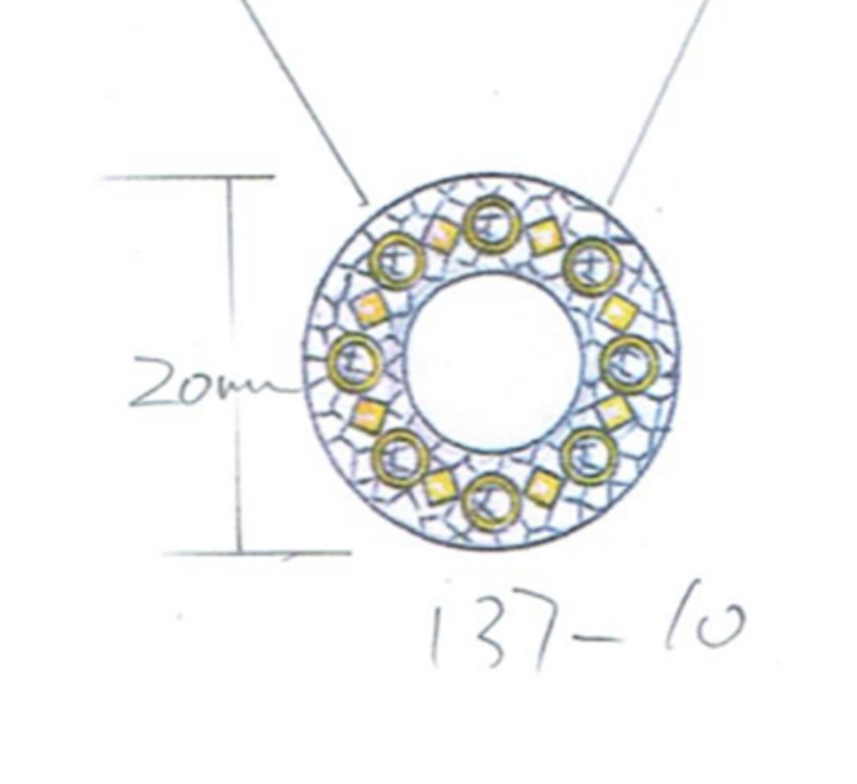 Sterling Silver Rhodium & Yellow Diamond Cut CZ Open Circle 20mm 18" +2" Singapore Necklace
