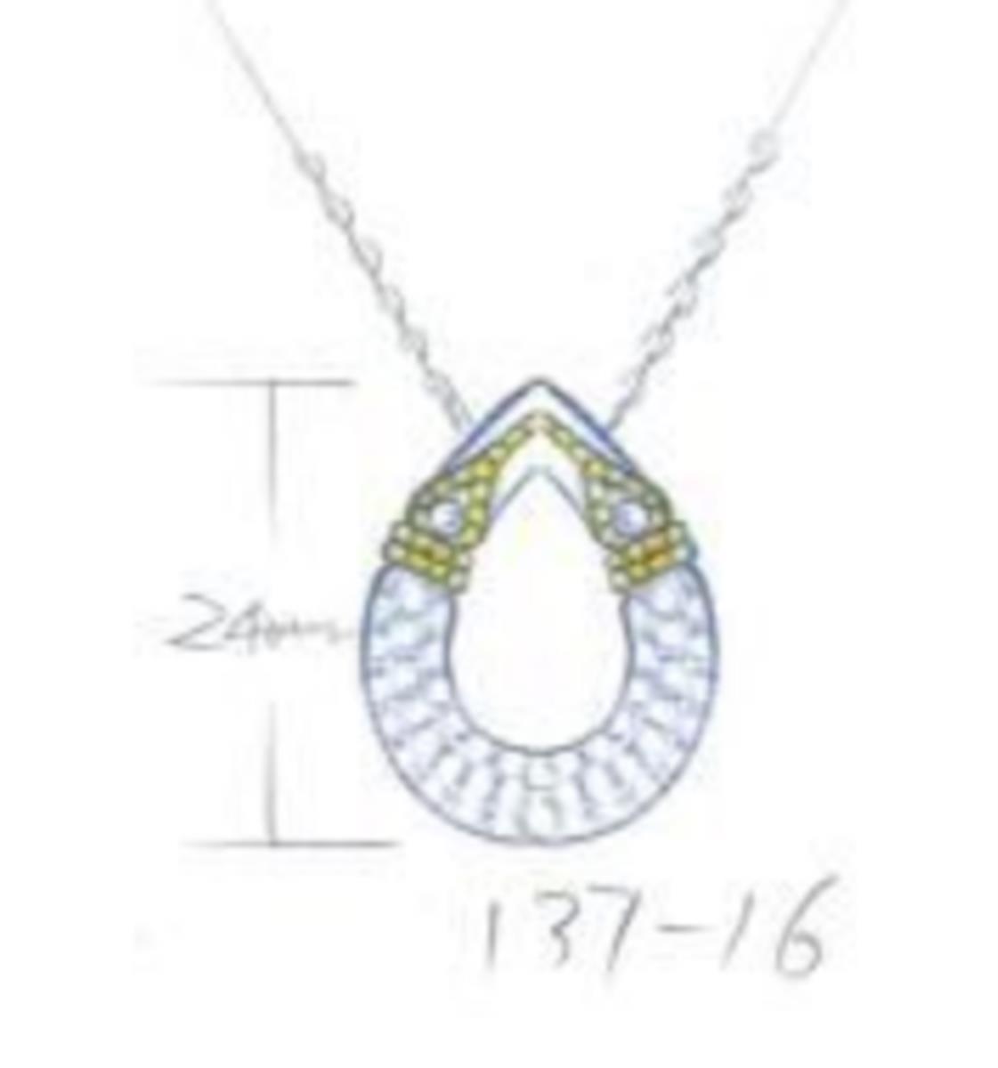 Sterling Silver Rhodium & Yellow 24mm Pave Pear Shaped 18"+2" Singapore Necklace