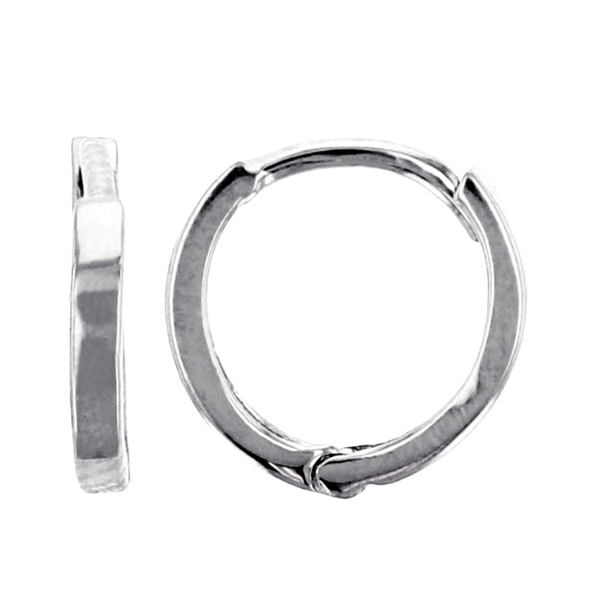 10K White Gold High Polished 1.20x9.00mm Plain Baby Huggie Earrings