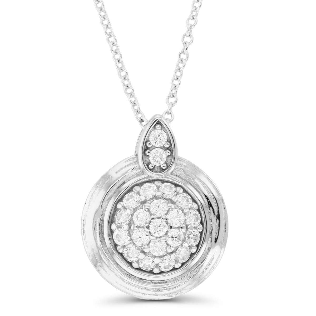 Sterling Silver Rhodium CZ Round Shaped 16"+2" Necklace