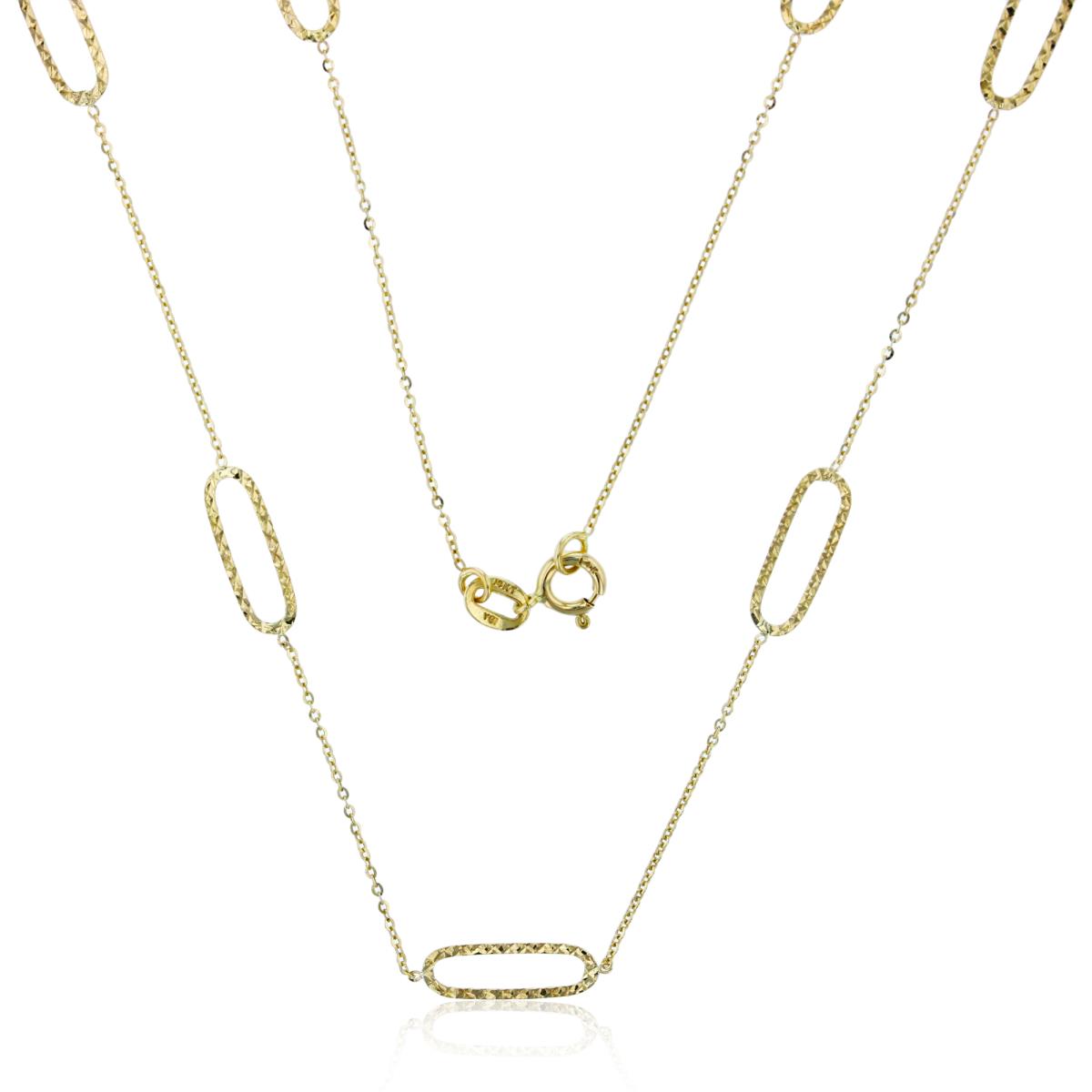 10K Yellow Gold Diamond Cut Open Oval Links 18" Necklace