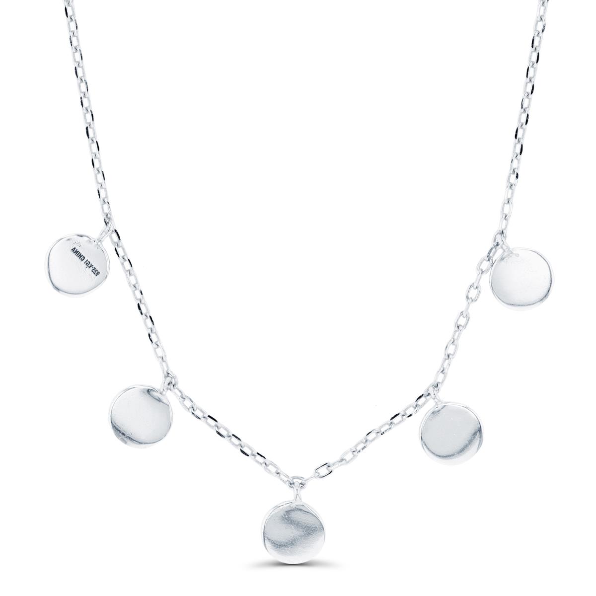 Sterling Silver Rhodium 6mm Round Coins 16"+2" Necklace