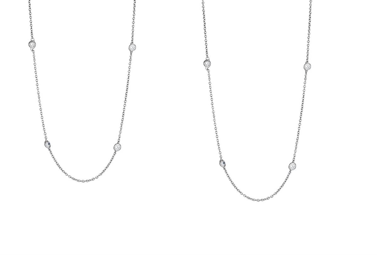 Sterling Silver CZ By The Yard 18"+2" & 24"+2" Necklace Set