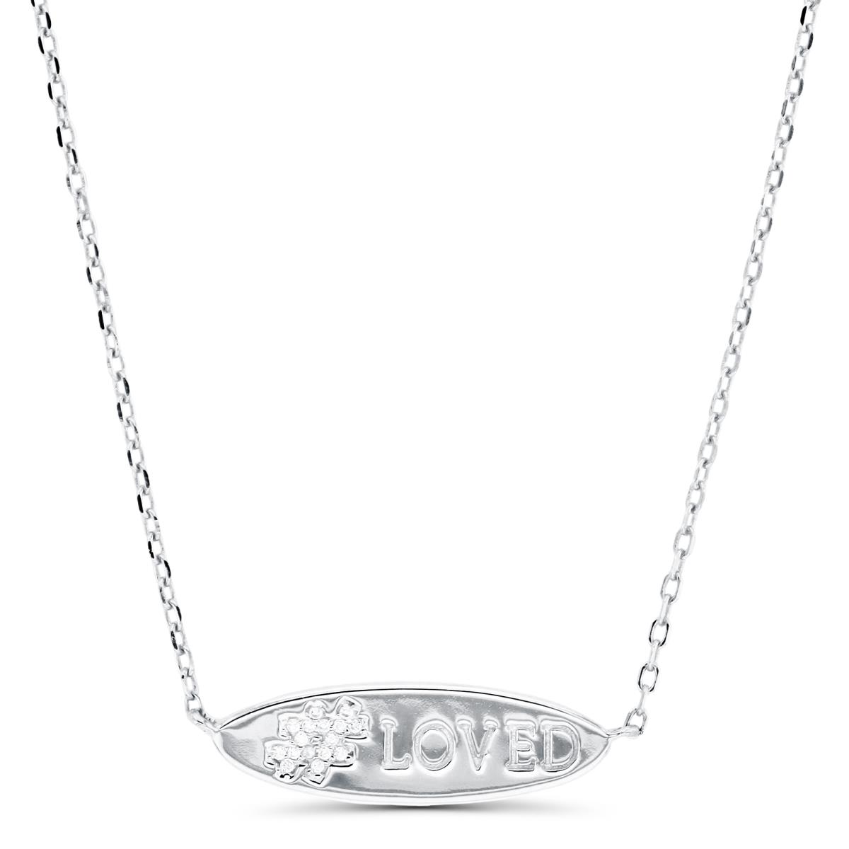 Sterling Silver Rhodium "Loved" 16"+2" Necklace