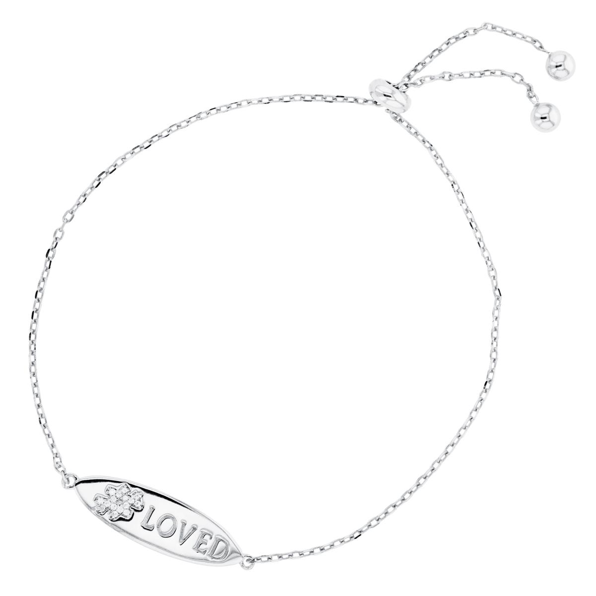 Sterling Silver Rhodium "Loved" Adjustable Bracelet