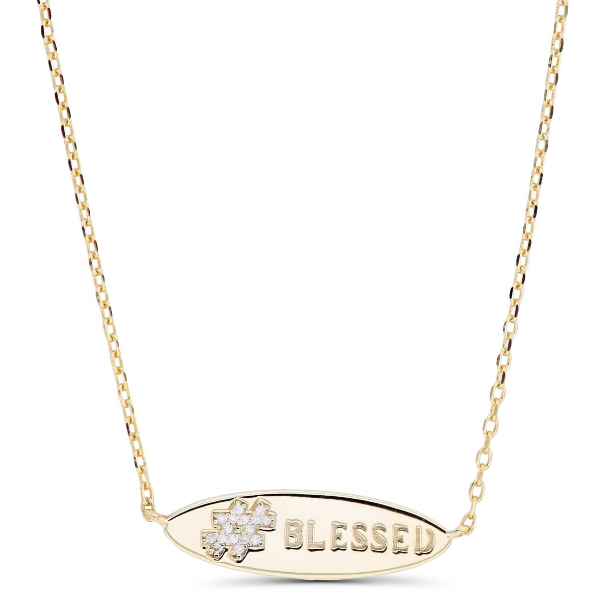 Sterling Silver Yellow "Blessed" 16"+2" Necklace