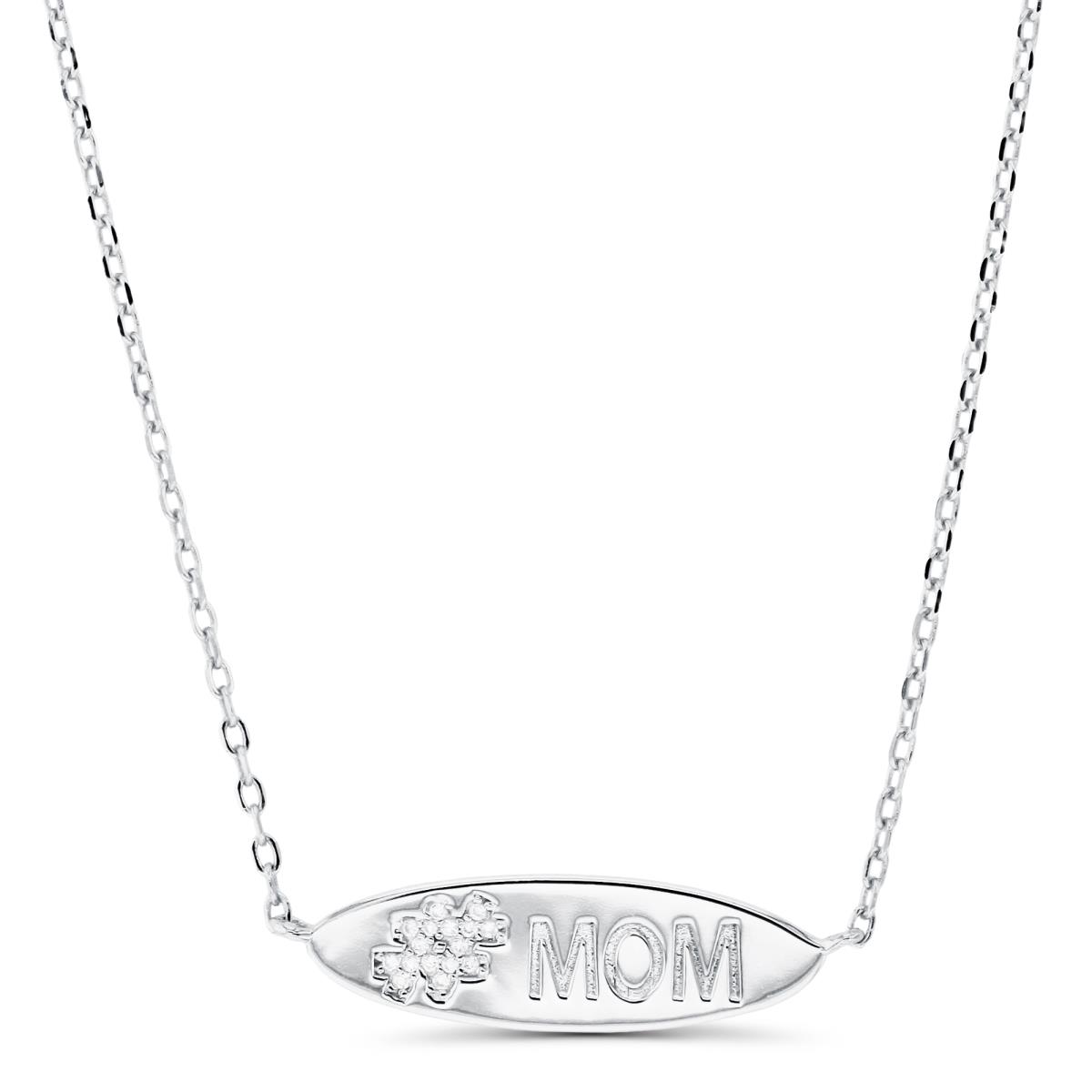 Sterling Silver Rhodium "Mom" 16"+2" Necklace