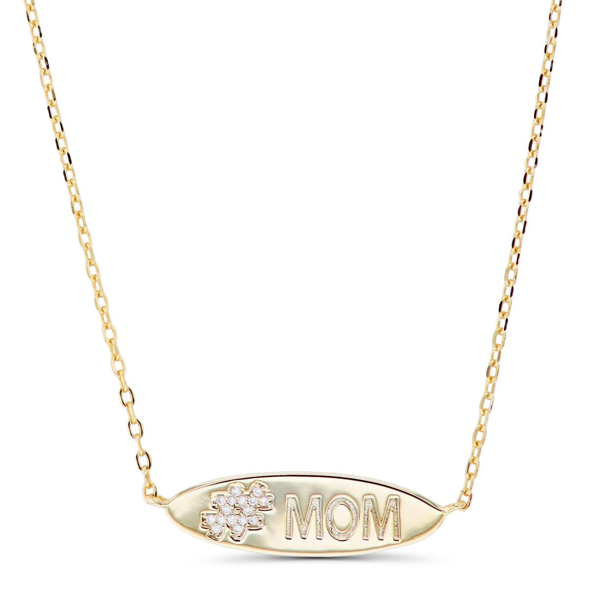 Sterling Silver Yellow "Mom" 16"+2" Necklace