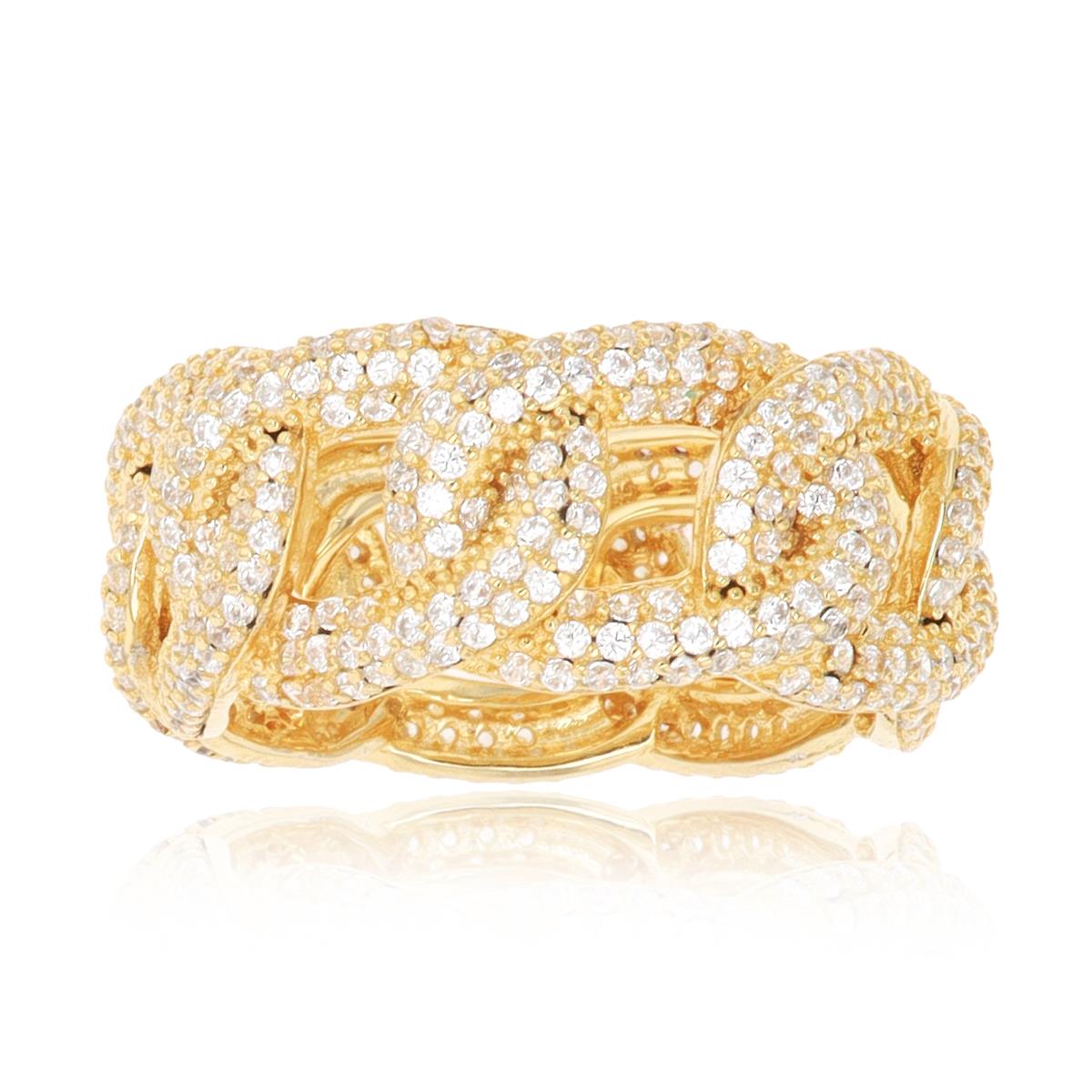 Sterling Silver Yellow Micropave CZ Link Fashion Ring