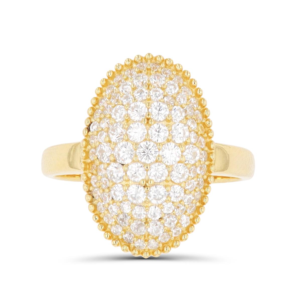 Sterling Silver Yellow Paved CZ Oval Fashion Ring