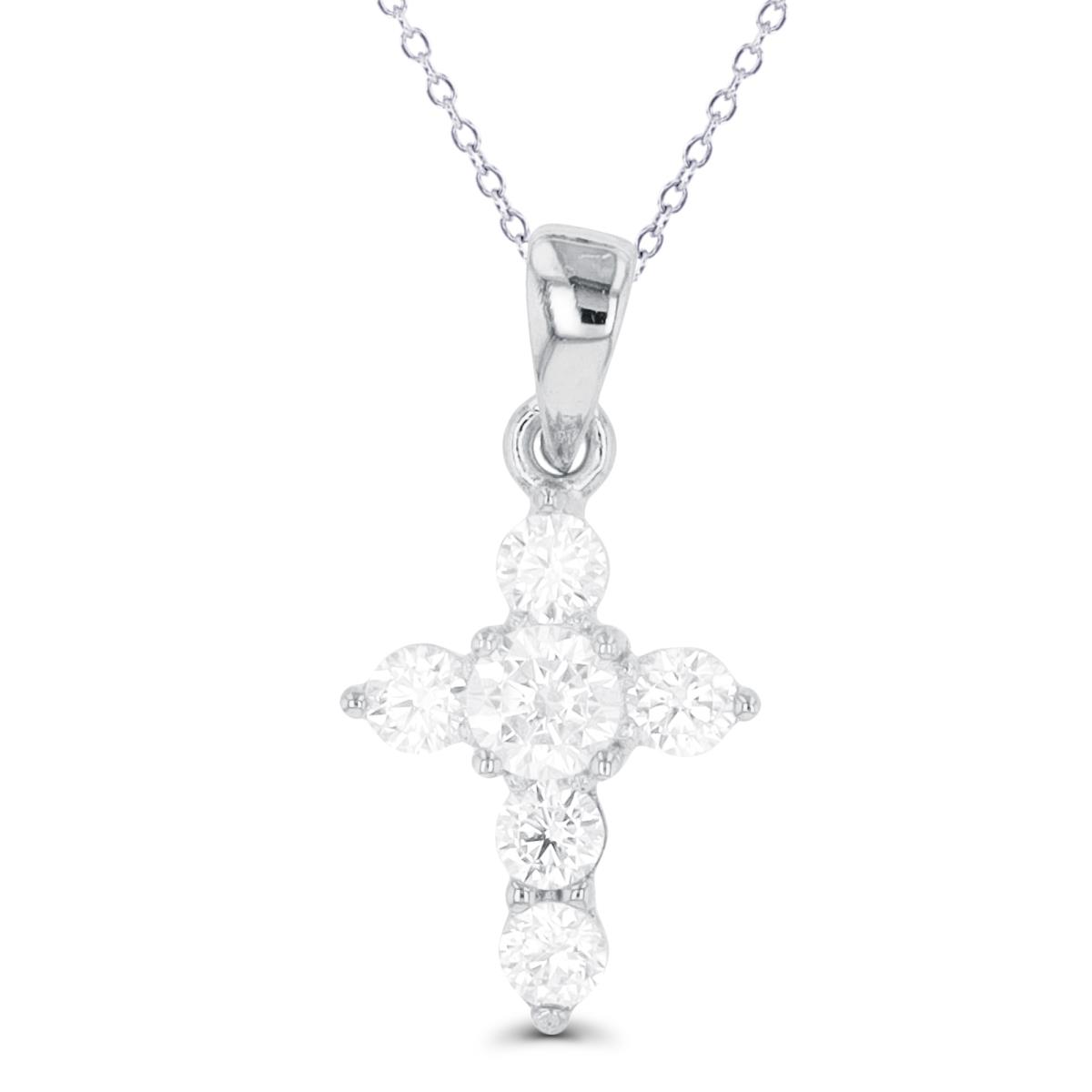 Sterling Silver Rhodium Petite Cross 18" Necklace