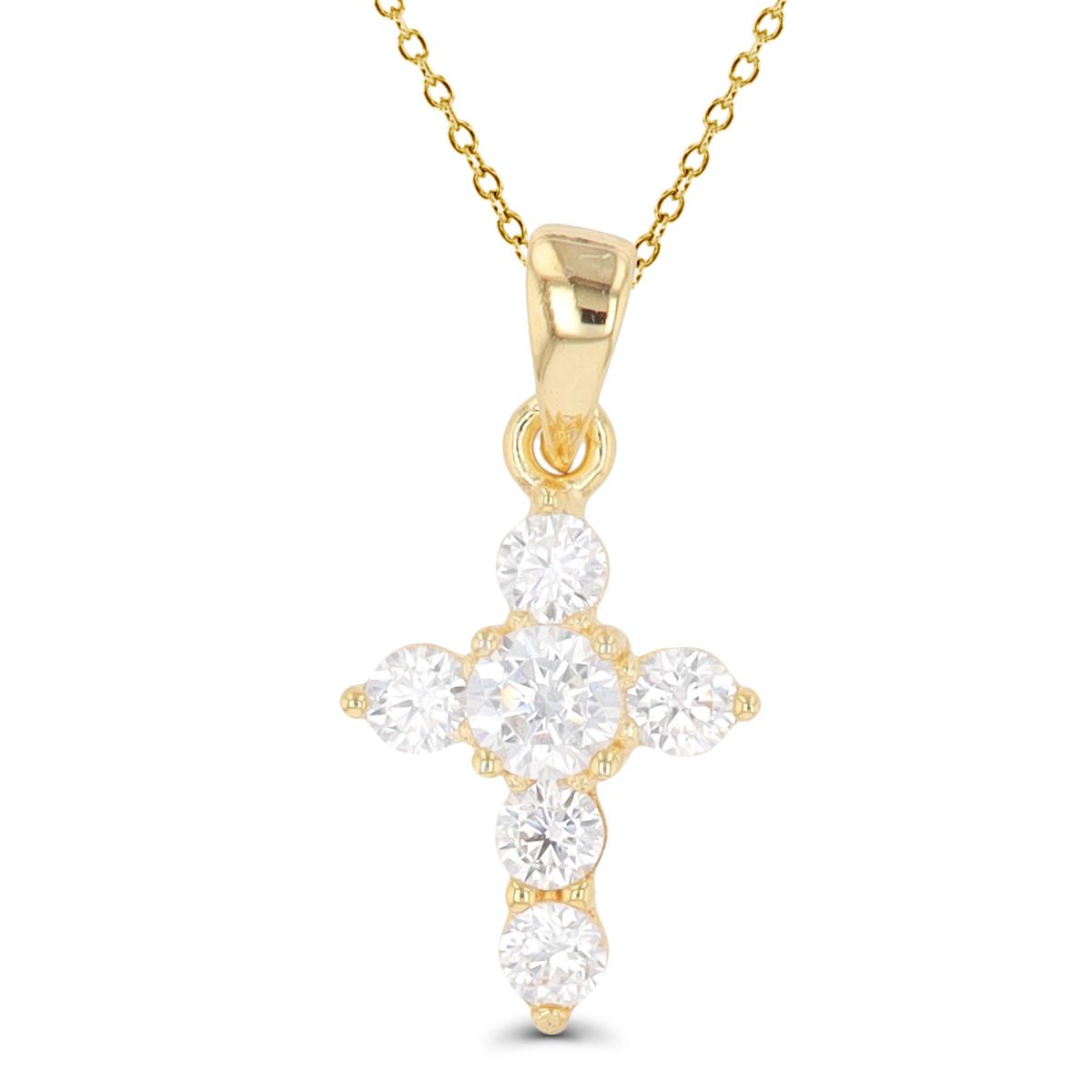 Sterling Silver Yellow 1-Micron Petite Cross 18" Necklace