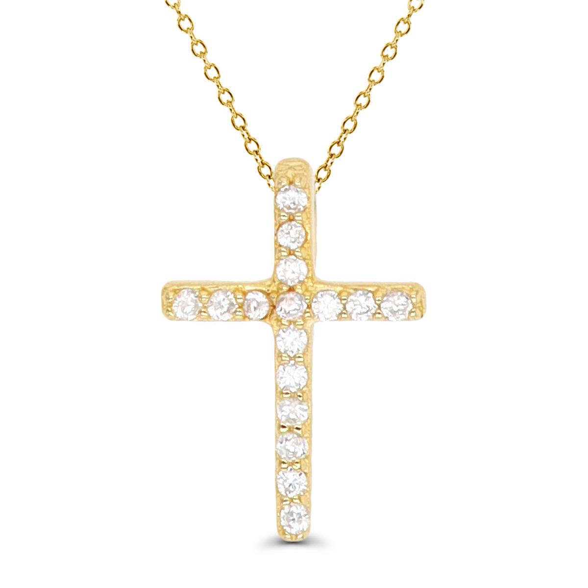 Sterling Silver Yellow 12x9mm Petite Cross 18" Necklace