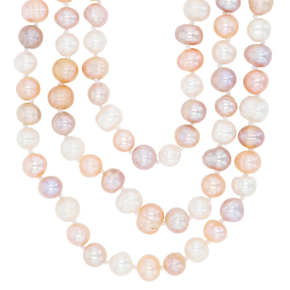8-9mm Potato White/Pink/Champagne FWPs 70" Necklace