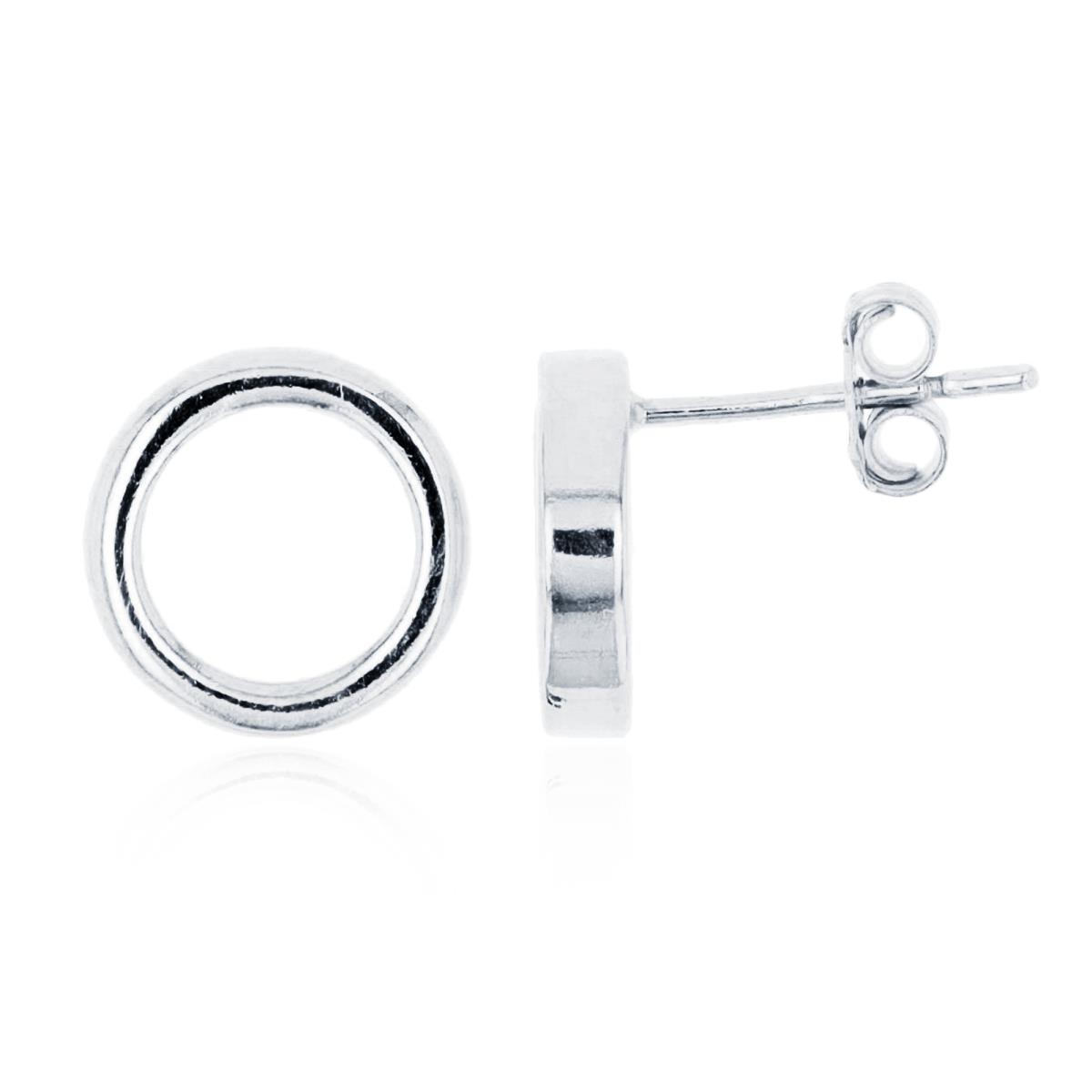 Sterling Silver Silver Plated Polished Open Circle Stud Earring