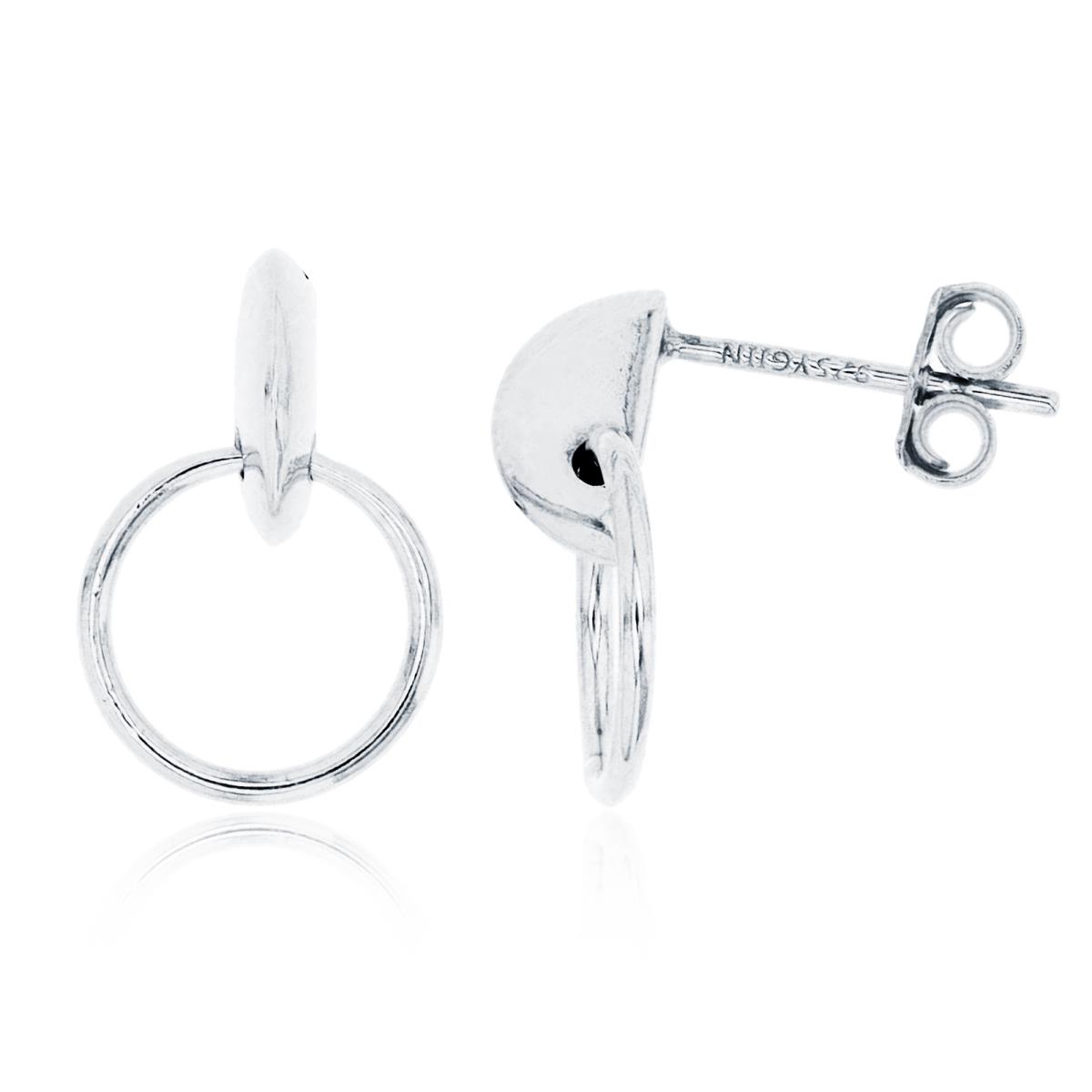 Sterling Silver Silver Plated Dangling Open Circle Earring
